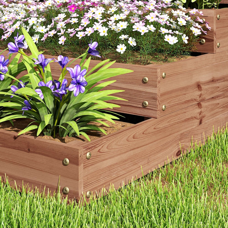Image 997029_ALTMORE8.jpg, Product 997-029 / Price $119.99, Outsunny 4-Tier Raised Bed, Wooden Planter Box with Liner, Dark Brown from Outsunny on TSC.ca's Home & Garden department