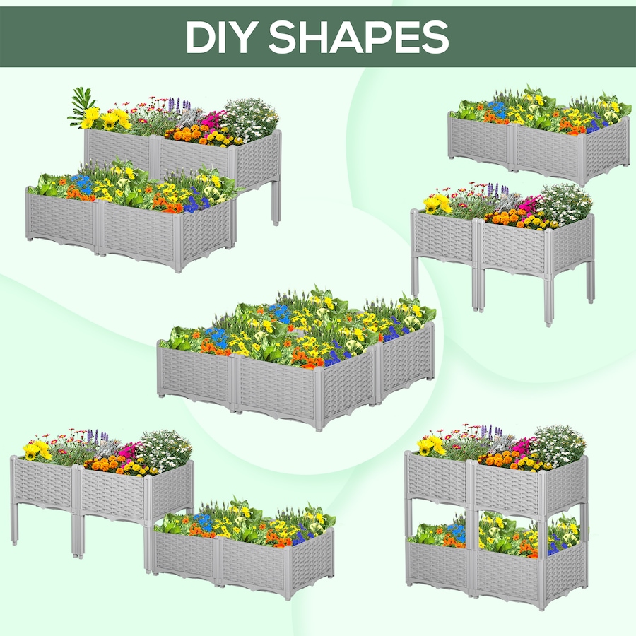 Image 997030_ALTMORE4.jpg, Product 997-030 / Price $89.99, Outsunny 4-piece Elevated Flower Bed Vegetable Herb Planter Plastic Grey from Outsunny on TSC.ca's Home & Garden department