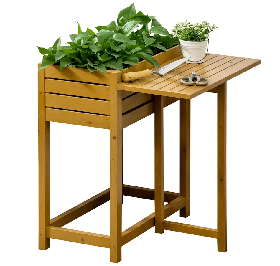 Image 997032.jpg, Product 997-032 / Price $89.99, Outsunny Raised Garden Bed Wood Planter Box with Folding Side Table from Outsunny on TSC.ca's Home & Garden department