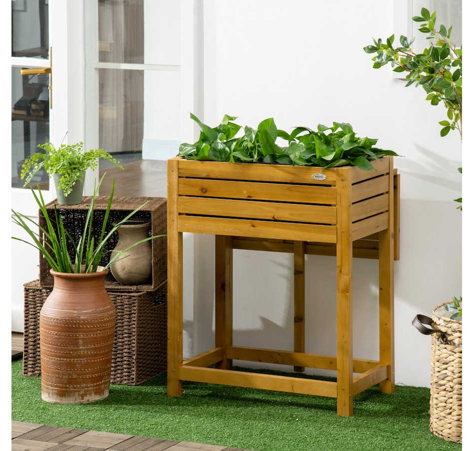 Image 997032_ALTMORE1.jpg, Product 997-032 / Price $89.99, Outsunny Raised Garden Bed Wood Planter Box with Folding Side Table from Outsunny on TSC.ca's Home & Garden department
