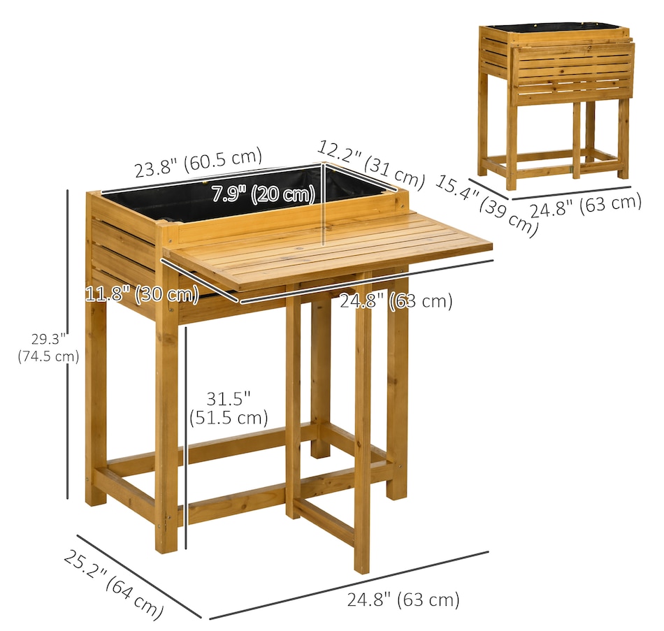 Image 997032_ALTMORE2.jpg, Product 997-032 / Price $89.99, Outsunny Raised Garden Bed Wood Planter Box with Folding Side Table from Outsunny on TSC.ca's Home & Garden department