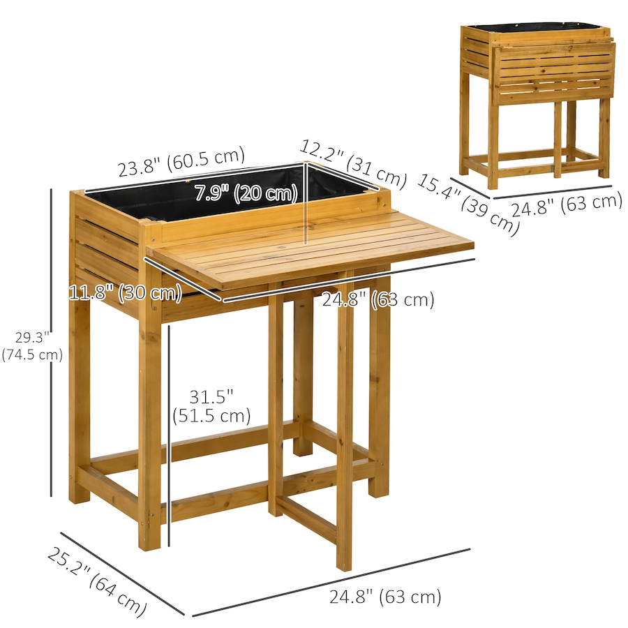 Image 997032_ALTMORE2.jpg, Product 997-032 / Price $84.99, Outsunny Raised Garden Bed Wood Planter Box with Folding Side Table from Outsunny on TSC.ca's Home & Garden department