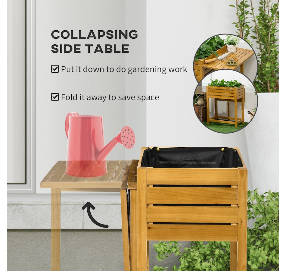 Image 997032_ALTMORE3.jpg, Product 997-032 / Price $89.99, Outsunny Raised Garden Bed Wood Planter Box with Folding Side Table from Outsunny on TSC.ca's Home & Garden department