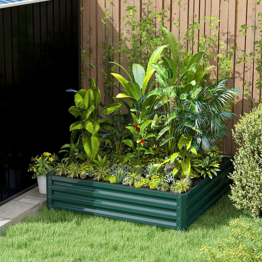 Image 997065_ALTMORE16.jpg, Product 997-065 / Price $54.99, 4' x 4' x 1' Raised Garden Bed Galvanized Steel Planter Box Light Grey from Outsunny on TSC.ca's Home & Garden department