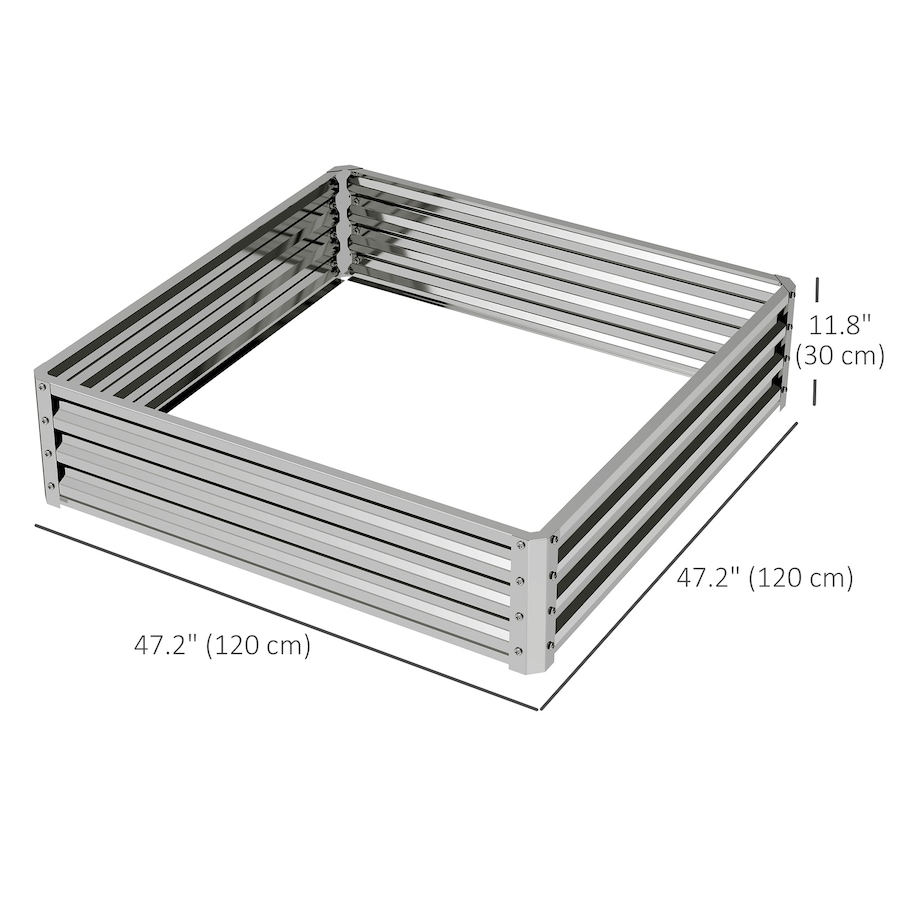 Image 997065_ALTMORE26.jpg, Product 997-065 / Price $54.99, 4' x 4' x 1' Raised Garden Bed Galvanized Steel Planter Box Light Grey from Outsunny on TSC.ca's Home & Garden department
