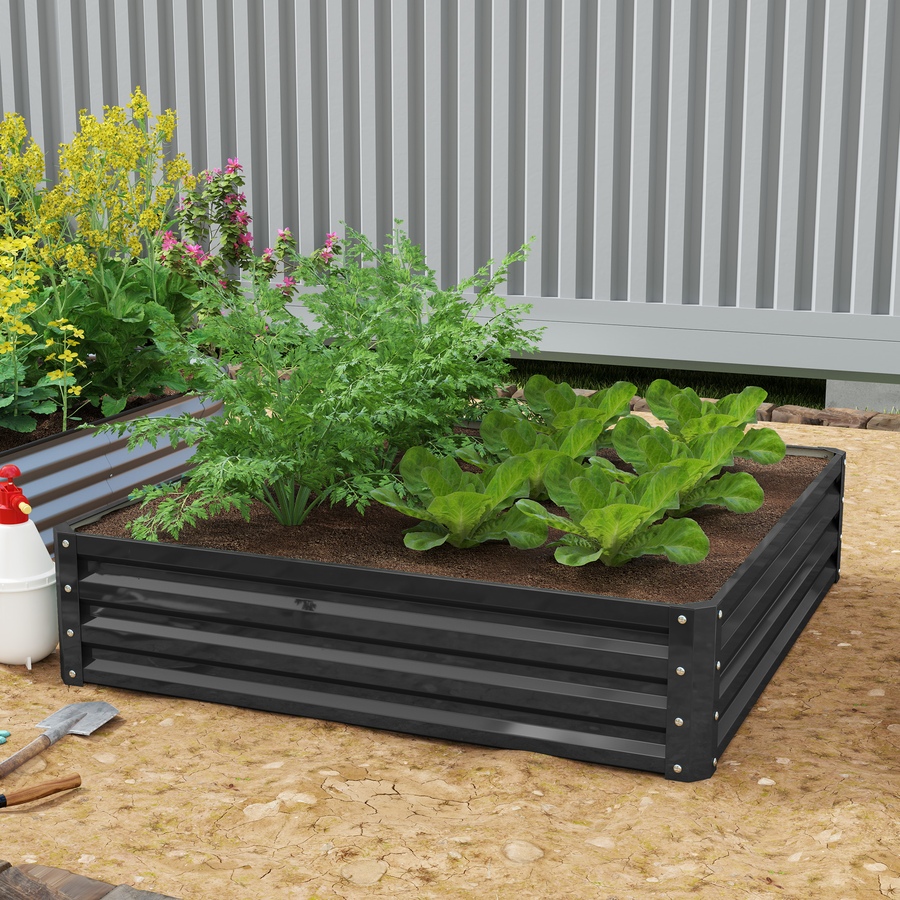Image 997065_ALTMORE41.jpg, Product 997-065 / Price $54.99, 4' x 4' x 1' Raised Garden Bed Galvanized Steel Planter Box Light Grey from Outsunny on TSC.ca's Home & Garden department