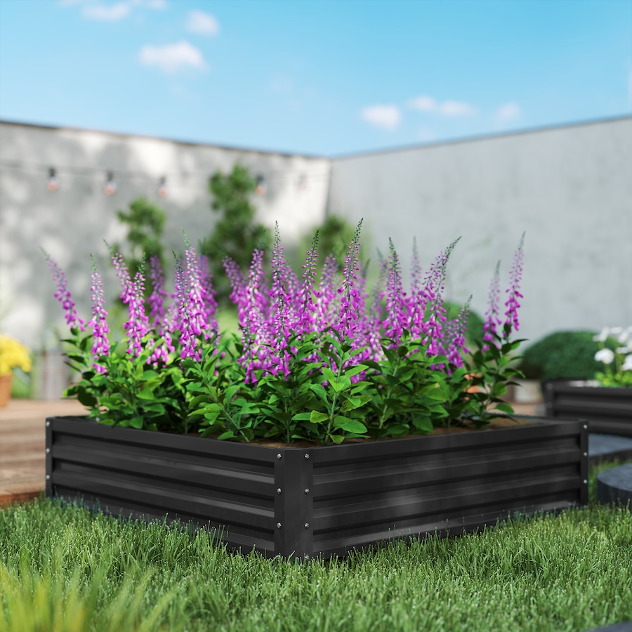 Image 997065_ALTMORE47.jpg, Product 997-065 / Price $54.99, 4' x 4' x 1' Raised Garden Bed Galvanized Steel Planter Box Light Grey from Outsunny on TSC.ca's Home & Garden department