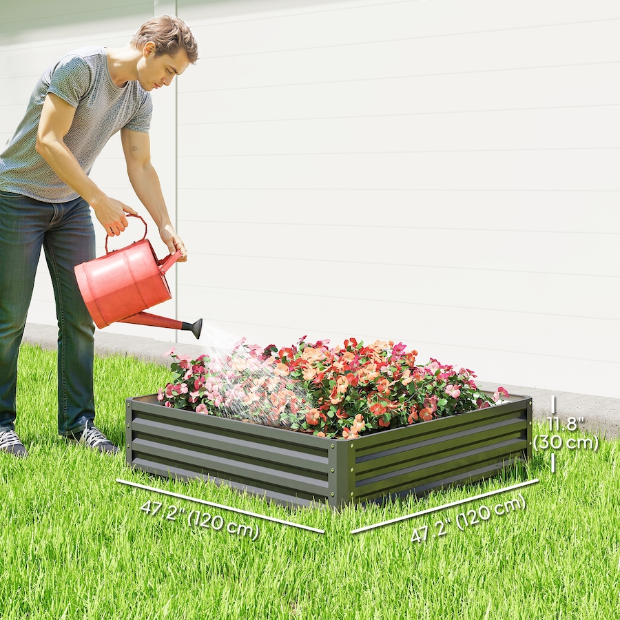 Image 997065_ALTMORE51.jpg, Product 997-065 / Price $54.99, 4' x 4' x 1' Raised Garden Bed Galvanized Steel Planter Box Light Grey from Outsunny on TSC.ca's Home & Garden department