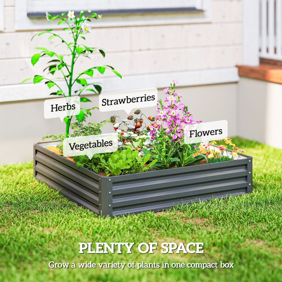 Image 997065_ALTMORE52.jpg, Product 997-065 / Price $54.99, 4' x 4' x 1' Raised Garden Bed Galvanized Steel Planter Box Light Grey from Outsunny on TSC.ca's Home & Garden department