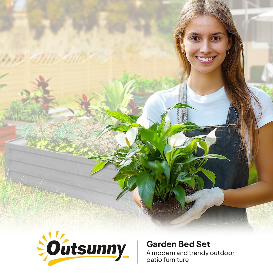 Image 997065_ALTMORE55.jpg, Product 997-065 / Price $54.99, 4' x 4' x 1' Raised Garden Bed Galvanized Steel Planter Box Light Grey from Outsunny on TSC.ca's Home & Garden department