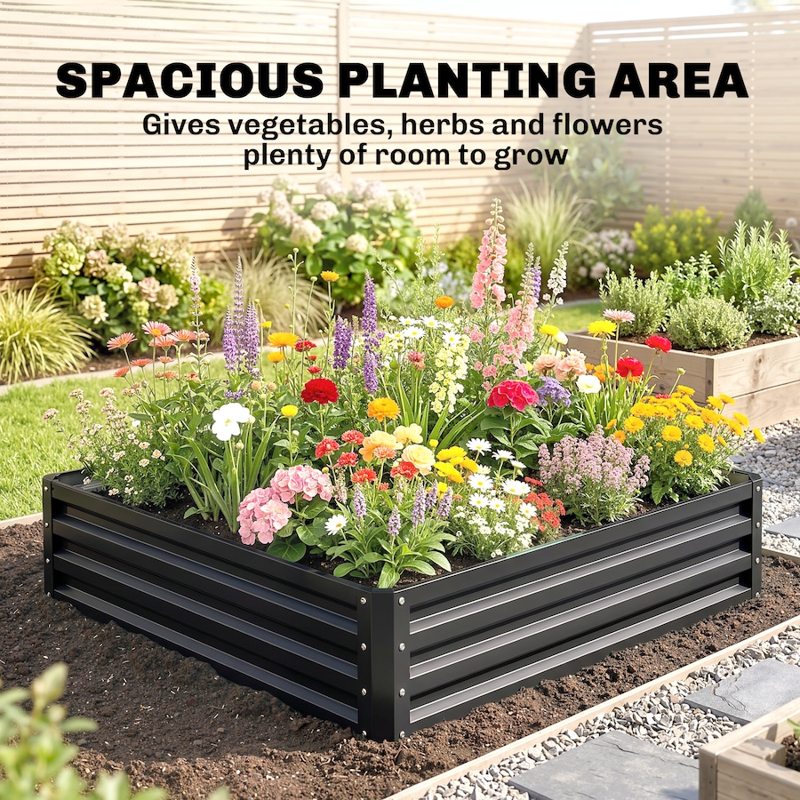 Image 997065_ALTMORE59.jpg, Product 997-065 / Price $54.99, 4' x 4' x 1' Raised Garden Bed Galvanized Steel Planter Box Light Grey from Outsunny on TSC.ca's Home & Garden department