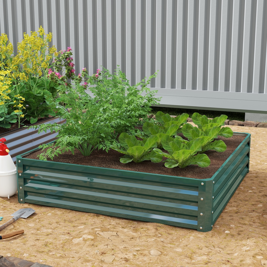 Image 997065_ALTMORE9.jpg, Product 997-065 / Price $54.99, 4' x 4' x 1' Raised Garden Bed Galvanized Steel Planter Box Light Grey from Outsunny on TSC.ca's Home & Garden department