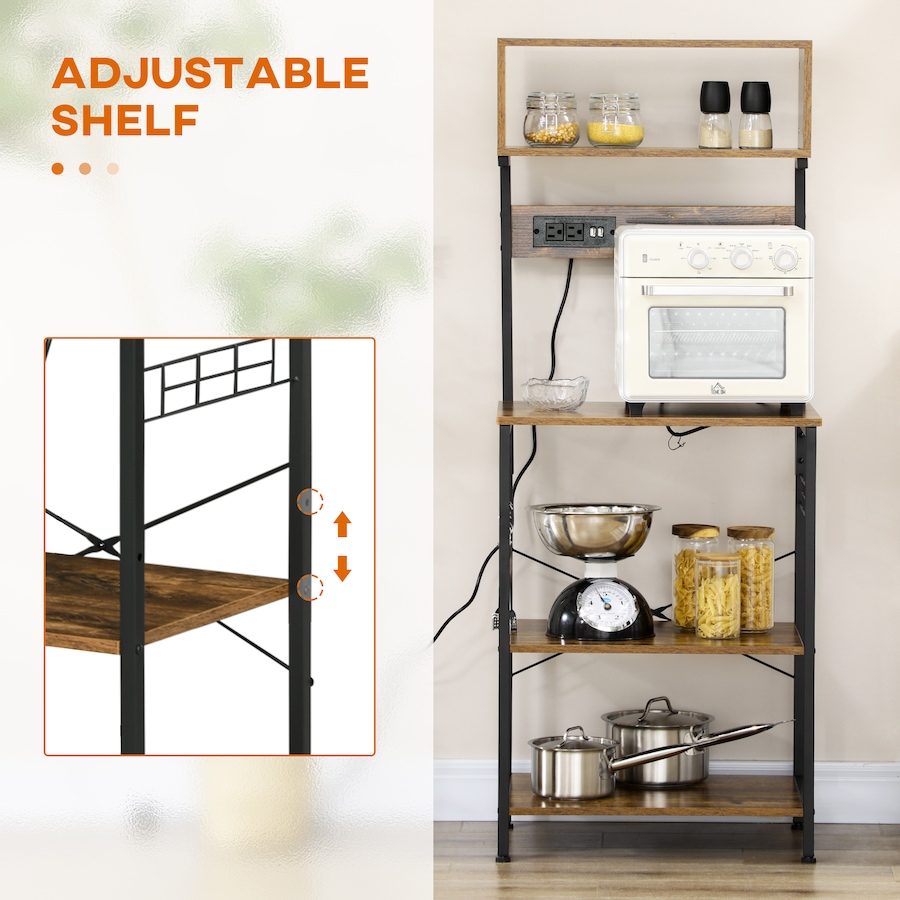 Image 997066_ALTMORE4.jpg, Product 997-066 / Price $109.99, HOMCOM Baker's Rack with Power Outlet, USB Charger, Microwave Stand, Brown from HOMCOM on TSC.ca's Home & Garden department