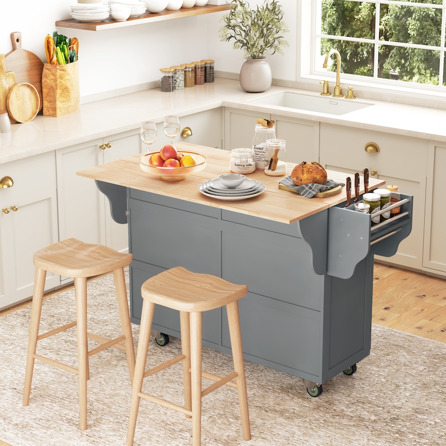 Image 997069_ALTMORE1.jpg, Product 997-069 / Price $359.99, HOMCOM Kitchen Island with Storage, Kitchen Island with Drop Leaf, Grey from HOMCOM on TSC.ca's Home & Garden department