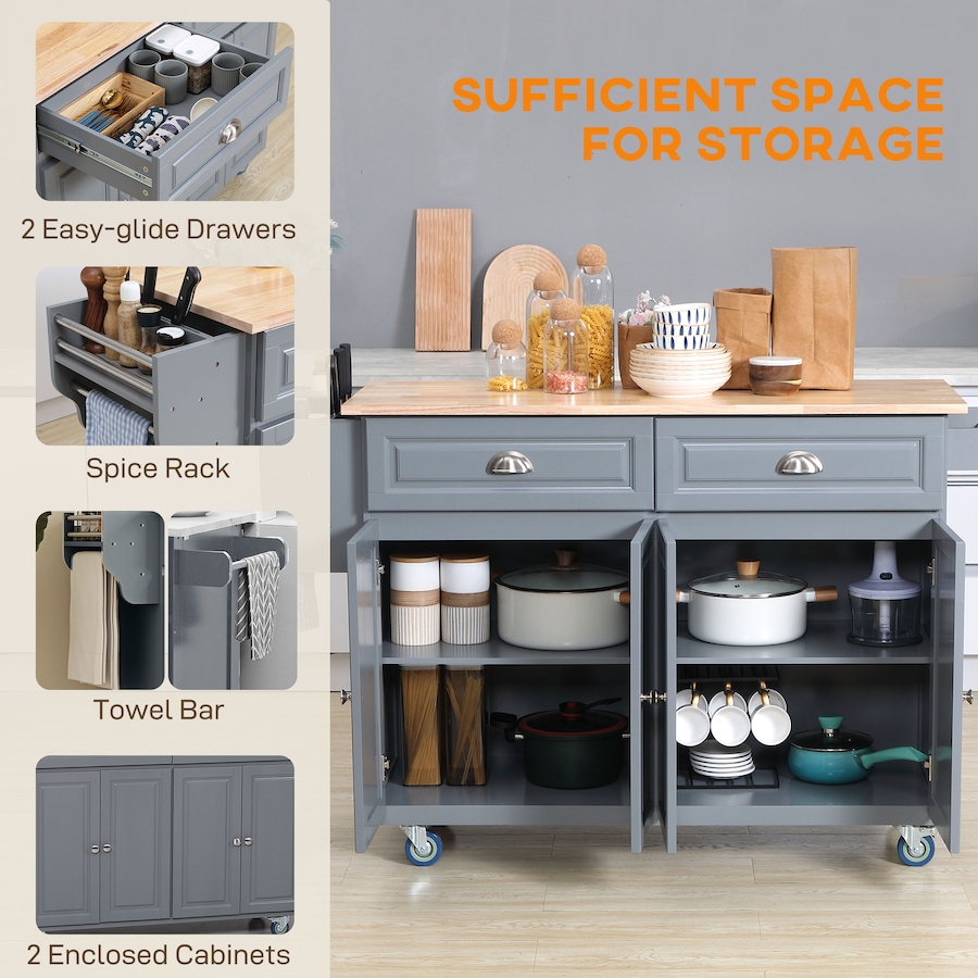 Image 997069_ALTMORE9.jpg, Product 997-069 / Price $359.99, HOMCOM Kitchen Island with Storage, Kitchen Island with Drop Leaf, Grey from HOMCOM on TSC.ca's Home & Garden department