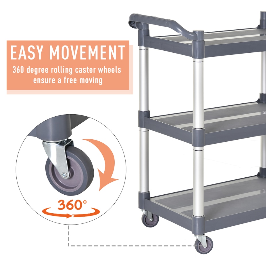 Image 997070_ALTMORE3.jpg, Product 997-070 / Price $128.99, HOMCOM 3-tier Large Rolling Utility Cart With Shelves from HOMCOM on TSC.ca's Home & Garden department