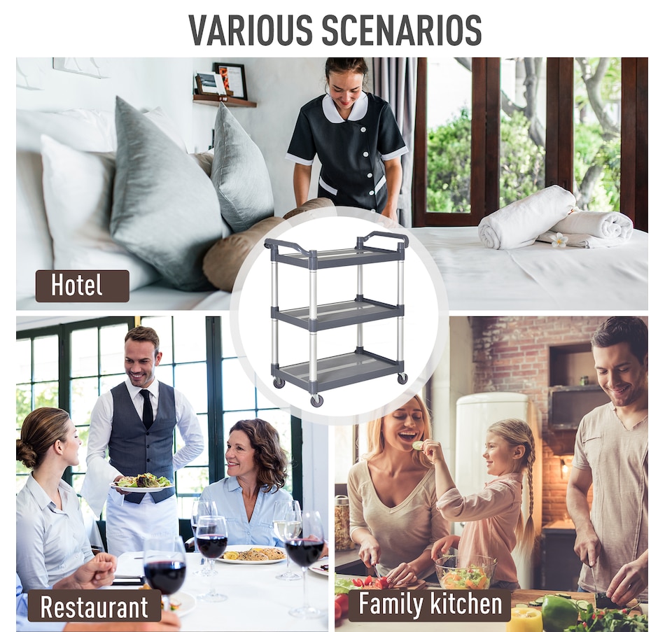 Image 997070_ALTMORE5.jpg, Product 997-070 / Price $128.99, HOMCOM 3-tier Large Rolling Utility Cart With Shelves from HOMCOM on TSC.ca's Home & Garden department