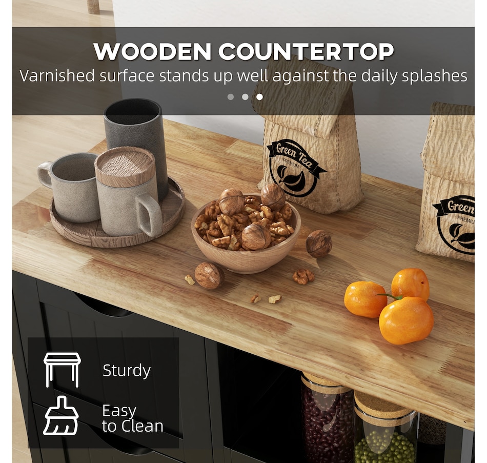 Image 997072_ALTMORE5.jpg, Product 997-072 / Price $144.99, HOMCOM Kitchen Cart on Wheels with Wood Top, 3 Drawers and Shelves, Black from HOMCOM on TSC.ca's Home & Garden department