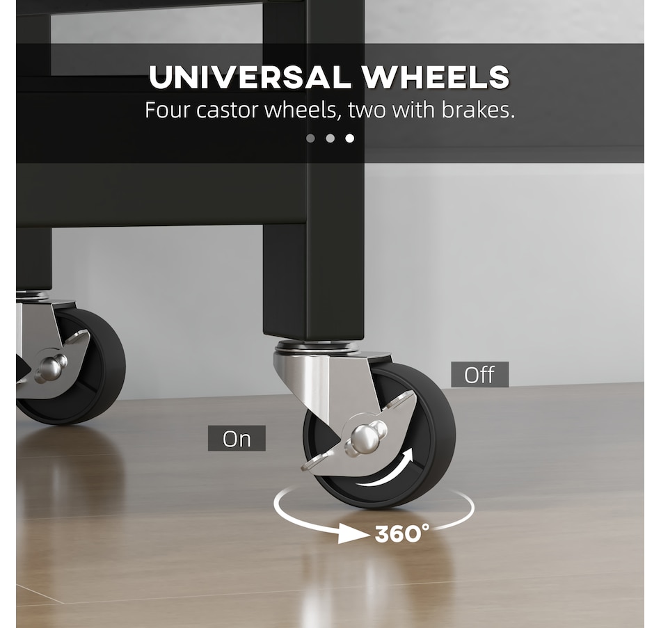 Image 997072_ALTMORE6.jpg, Product 997-072 / Price $144.99, HOMCOM Kitchen Cart on Wheels with Wood Top, 3 Drawers and Shelves, Black from HOMCOM on TSC.ca's Home & Garden department