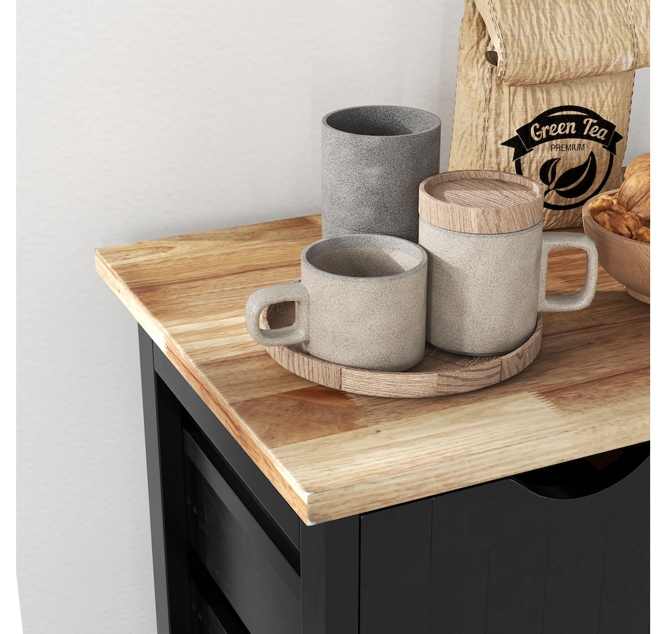 Image 997072_ALTMORE7.jpg, Product 997-072 / Price $144.99, HOMCOM Kitchen Cart on Wheels with Wood Top, 3 Drawers and Shelves, Black from HOMCOM on TSC.ca's Home & Garden department