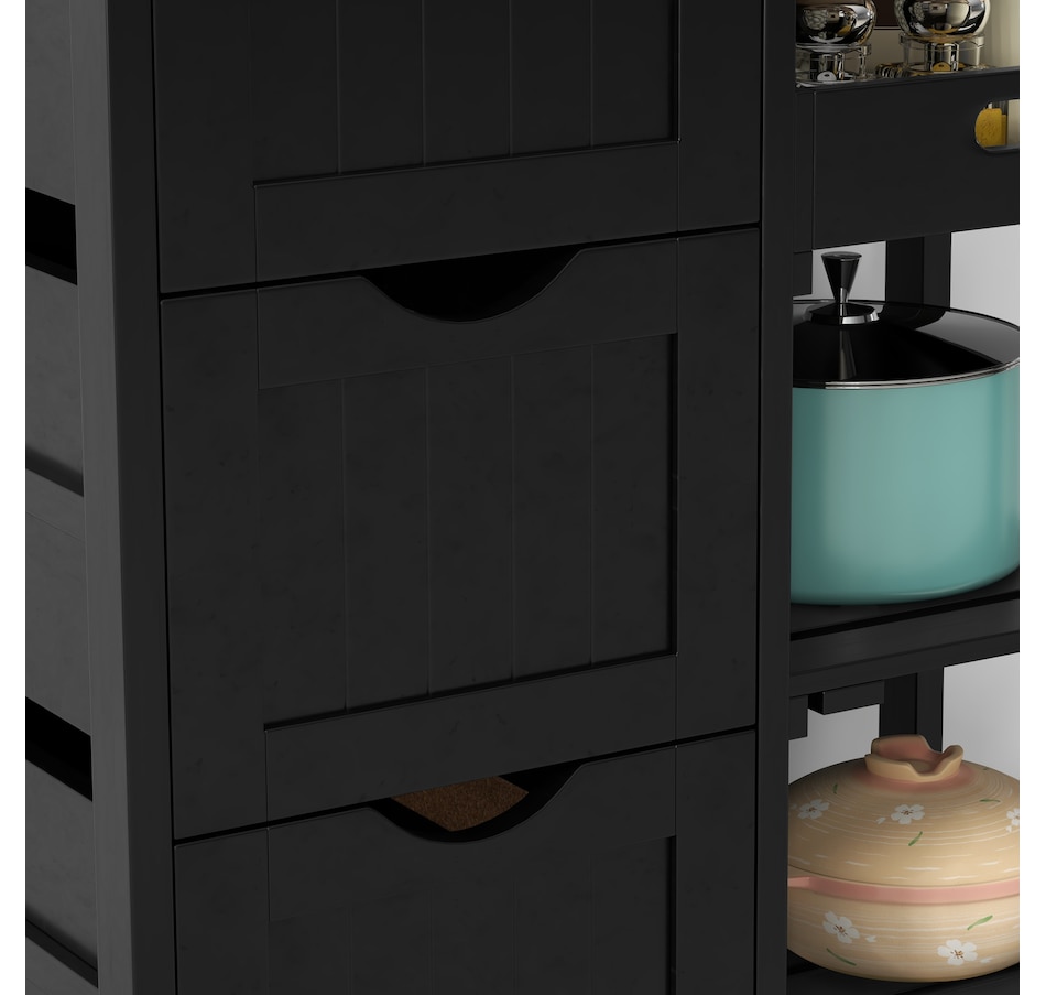 Image 997072_ALTMORE8.jpg, Product 997-072 / Price $144.99, HOMCOM Kitchen Cart on Wheels with Wood Top, 3 Drawers and Shelves, Black from HOMCOM on TSC.ca's Home & Garden department