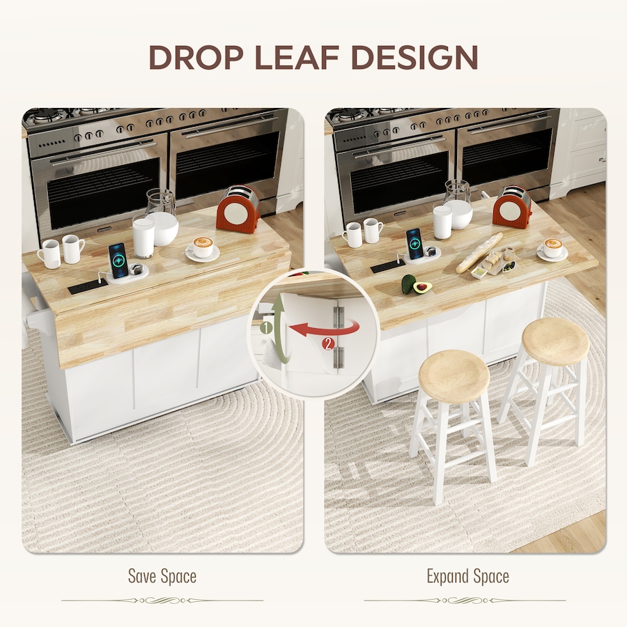 Image 997073_ALTMORE3.jpg, Product 997-073 / Price $299.99, HOMCOM Mobile Kitchen Island with Charging Station, Drop Leaf Kitchen Cart from HOMCOM on TSC.ca's Home & Garden department