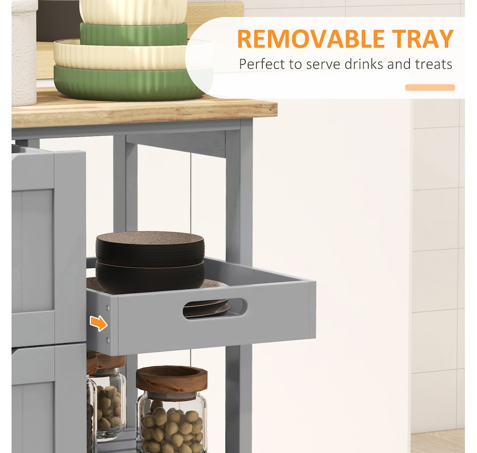 Image 997079_ALTMORE4.jpg, Product 997-079 / Price $139.99, HOMCOM Kitchen Cart on Wheels with Wood Top, 3 Drawers and Shelves from HOMCOM on TSC.ca's Home & Garden department