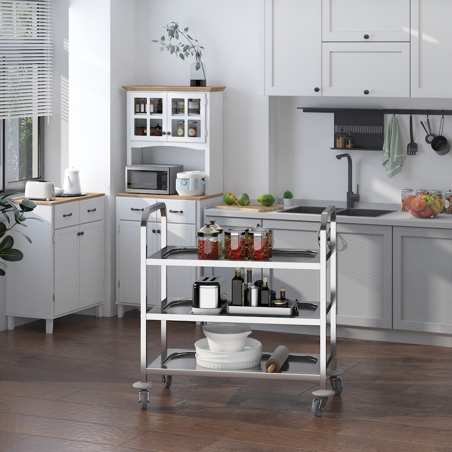 Image 997081_ALTMORE1.jpg, Product 997-081 / Price $129.99, HOMCOM 3-tier Stainless Steel Kitchen Trolley Cart from HOMCOM on TSC.ca's Home & Garden department