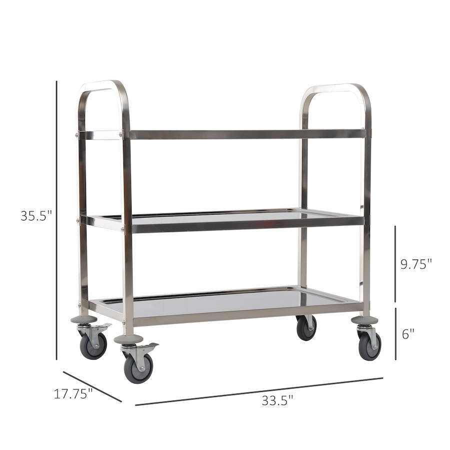 Image 997081_ALTMORE2.jpg, Product 997-081 / Price $129.99, HOMCOM 3-tier Stainless Steel Kitchen Trolley Cart from HOMCOM on TSC.ca's Home & Garden department