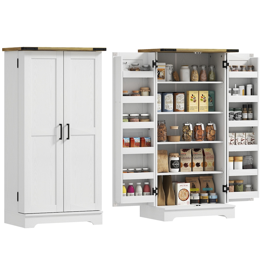 Image 997082.jpg, Product 997-082 / Price $164.79, HOMCOM Kitchen Pantry Storage Cabinet with Adjustable Shelves Cream White from HOMCOM on TSC.ca's Home & Garden department