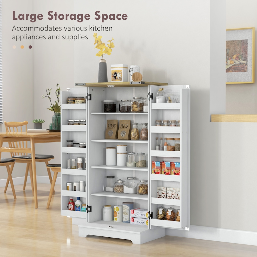Image 997082_ALTMORE3.jpg, Product 997-082 / Price $164.79, HOMCOM Kitchen Pantry Storage Cabinet with Adjustable Shelves Cream White from HOMCOM on TSC.ca's Home & Garden department