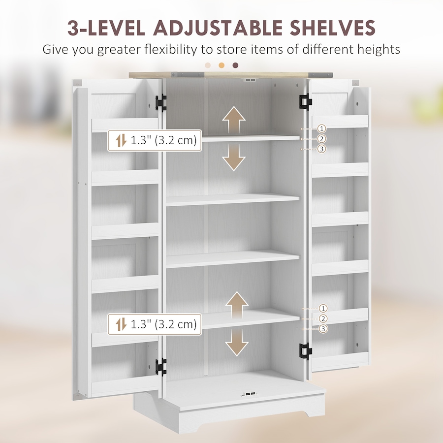 Image 997082_ALTMORE4.jpg, Product 997-082 / Price $164.79, HOMCOM Kitchen Pantry Storage Cabinet with Adjustable Shelves Cream White from HOMCOM on TSC.ca's Home & Garden department