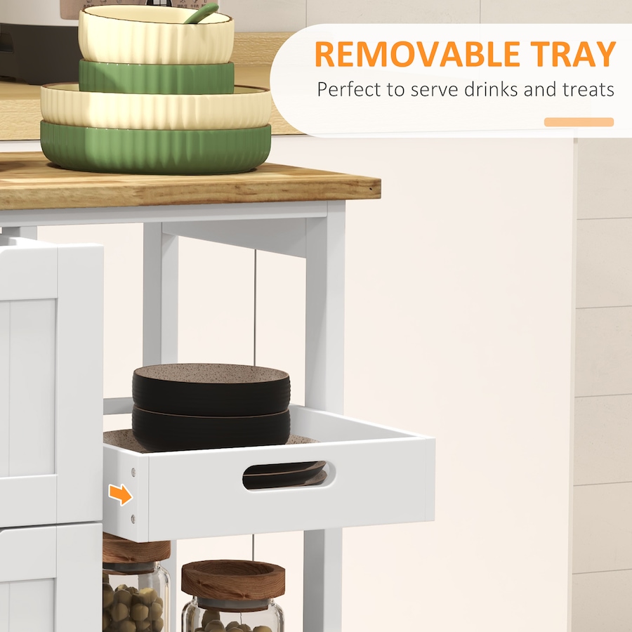 Image 997083_ALTMORE4.jpg, Product 997-083 / Price $144.99, HOMCOM Kitchen Cart on Wheels with Wood Top, 3 Drawers and Shelves from HOMCOM on TSC.ca's Home & Garden department