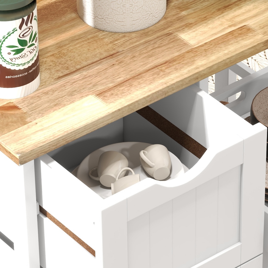 Image 997083_ALTMORE8.jpg, Product 997-083 / Price $144.99, HOMCOM Kitchen Cart on Wheels with Wood Top, 3 Drawers and Shelves from HOMCOM on TSC.ca's Home & Garden department