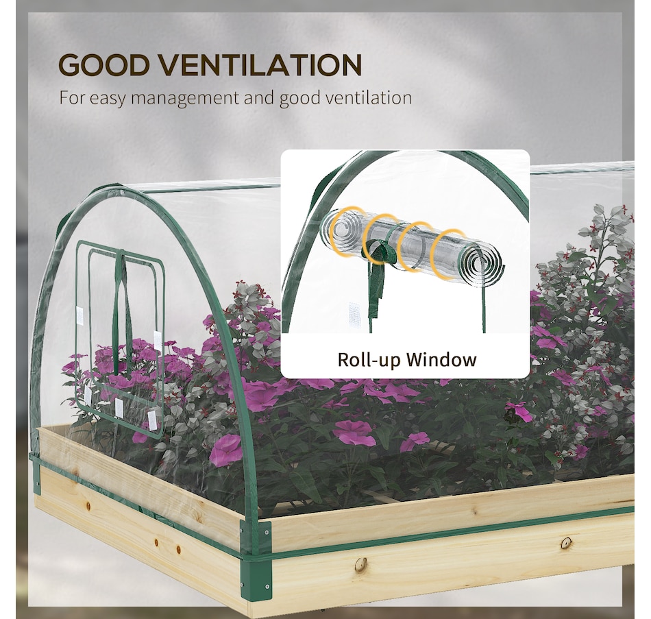 Image 997085_ALTMORE4.jpg, Product 997-085 / Price $54.99, Outsunny Raised Garden Bed with Greenhouse Plastic Cover, 4' x 3' x 2', Natural from Outsunny on TSC.ca's Home & Garden department