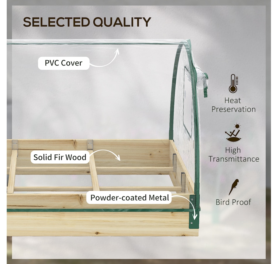 Image 997085_ALTMORE6.jpg, Product 997-085 / Price $54.99, Outsunny Raised Garden Bed with Greenhouse Plastic Cover, 4' x 3' x 2', Natural from Outsunny on TSC.ca's Home & Garden department
