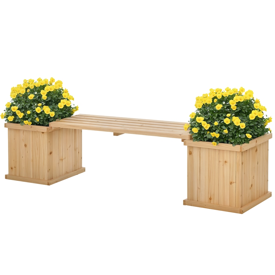 Image 997090.png, Product 997-090 / Price $139.99, Outsunny Raised Garden Bed Plant Stand Wooden Garden Planter & Bench Combination Garden Raised Bed for Patio Park from Outsunny on TSC.ca's Home & Garden department