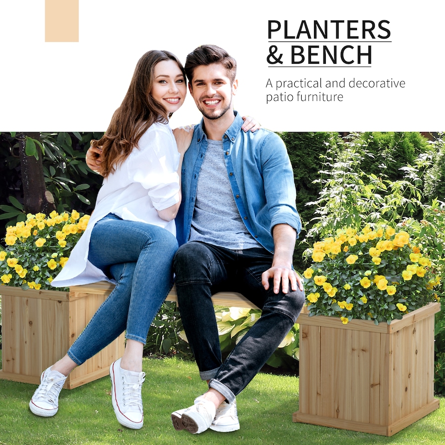 Image 997090_ALTMORE3.jpg, Product 997-090 / Price $139.99, Outsunny Raised Garden Bed Plant Stand Wooden Garden Planter & Bench Combination Garden Raised Bed for Patio Park from Outsunny on TSC.ca's Home & Garden department