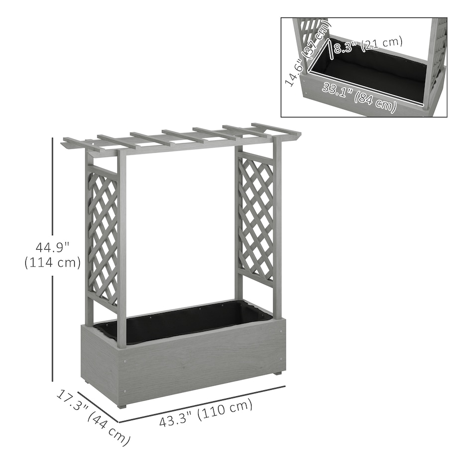 Image 997095_ALTMORE2.jpg, Product 997-095 / Price $125.99, Outsunny Raised Planter with Trellis, Elevated Wood Planter Box with Liner from Outsunny on TSC.ca's Home & Garden department