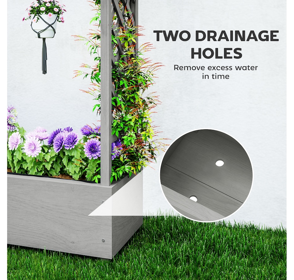 Image 997095_ALTMORE4.jpg, Product 997-095 / Price $125.99, Outsunny Raised Planter with Trellis, Elevated Wood Planter Box with Liner from Outsunny on TSC.ca's Home & Garden department