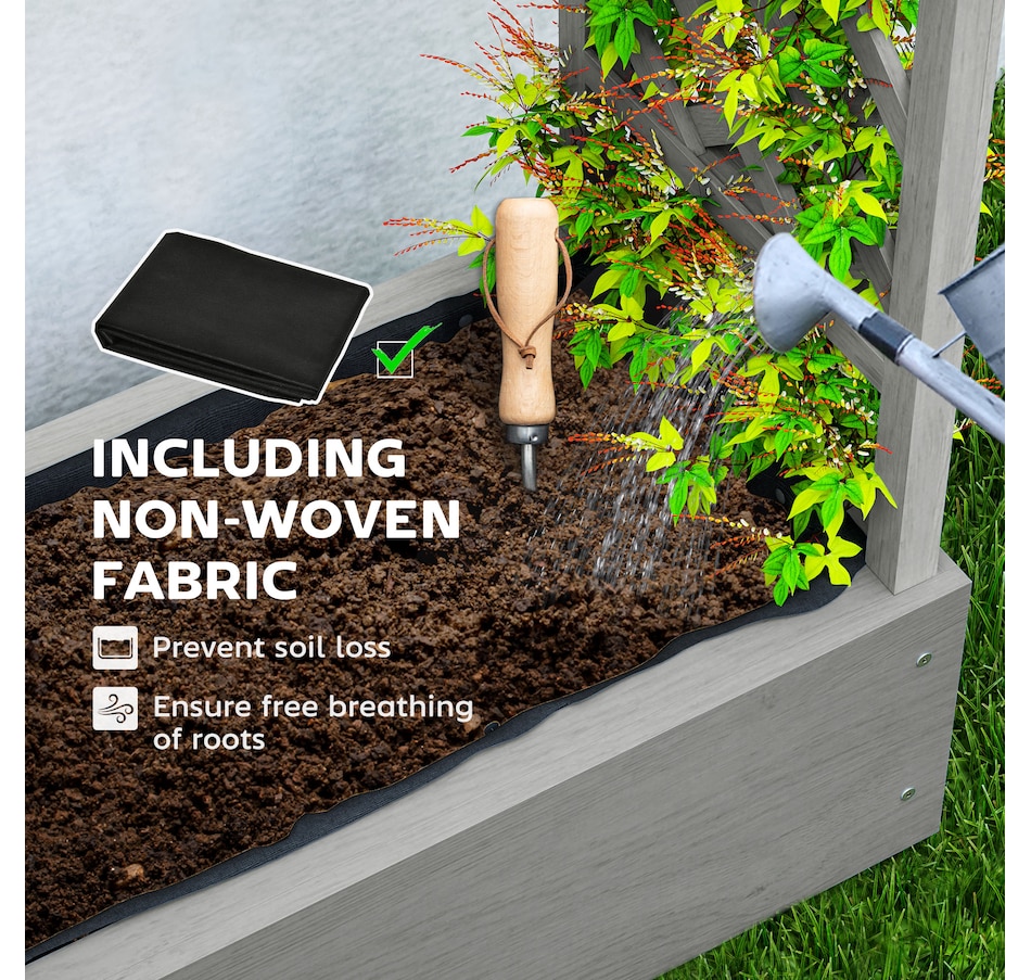 Image 997095_ALTMORE5.jpg, Product 997-095 / Price $125.99, Outsunny Raised Planter with Trellis, Elevated Wood Planter Box with Liner from Outsunny on TSC.ca's Home & Garden department