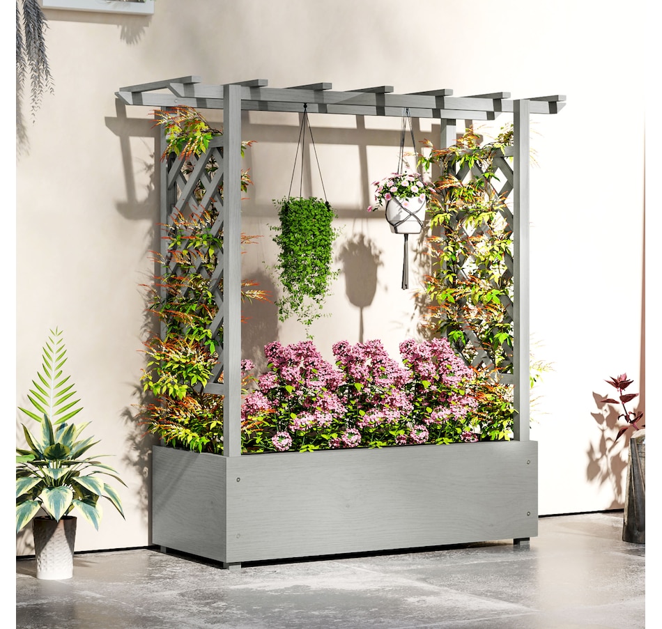 Image 997095_ALTMORE7.jpg, Product 997-095 / Price $125.99, Outsunny Raised Planter with Trellis, Elevated Wood Planter Box with Liner from Outsunny on TSC.ca's Home & Garden department