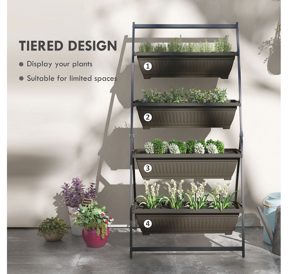 Image 997096_ALTMORE3.jpg, Product 997-096 / Price $99.99, Outsunny 4-Tier Vertical Raised Garden Bed with 4 Planter Boxes from Outsunny on TSC.ca's Home & Garden department