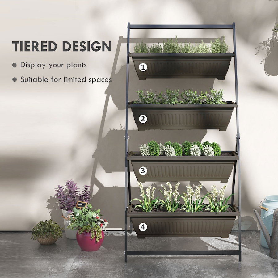 Image 997096_ALTMORE3.jpg, Product 997-096 / Price $119.99, Outsunny Outdoor 4-Tier Raised Garden Bed with 4 Planter Boxes, Brown from Outsunny on TSC.ca's Home & Garden department