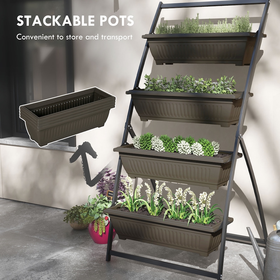Image 997096_ALTMORE6.jpg, Product 997-096 / Price $119.99, Outsunny Outdoor 4-Tier Raised Garden Bed with 4 Planter Boxes, Brown from Outsunny on TSC.ca's Home & Garden department