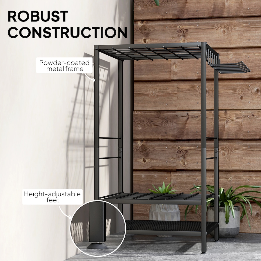 Image 997097_ALTMORE5.jpg, Product 997-097 / Price $55.99, Outsunny Garden Tool Organizer with 14 Hooks, Yard Tool Tower Rack, Black from Outsunny on TSC.ca's Home & Garden department