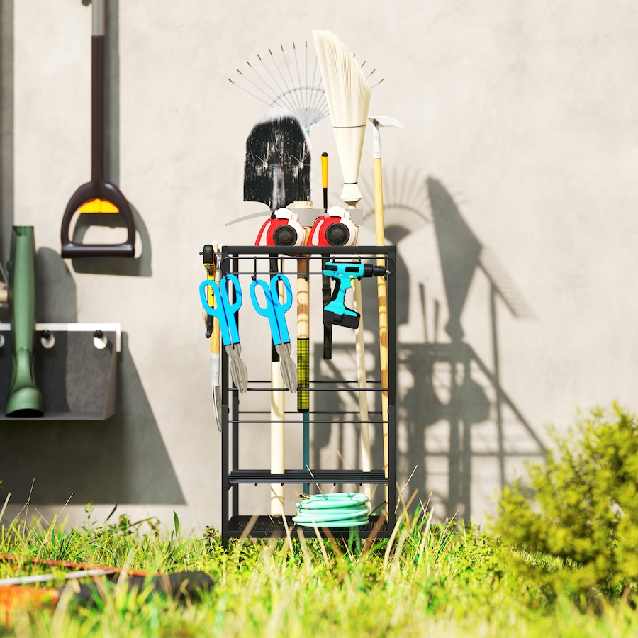 Image 997097_ALTMORE8.jpg, Product 997-097 / Price $55.99, Outsunny Garden Tool Organizer with 14 Hooks, Yard Tool Tower Rack, Black from Outsunny on TSC.ca's Home & Garden department