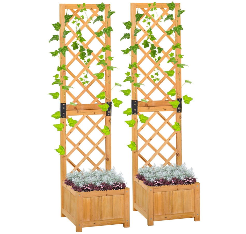 Image 997104.jpg, Product 997-104 / Price $154.99, Outsunny Set of 2 Raised Garden Bed with Trellis Board Flower Stand Lattice Panels for Plants from Outsunny on TSC.ca's Home & Garden department