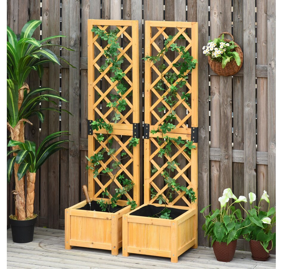 Image 997104_ALTMORE1.jpg, Product 997-104 / Price $154.99, Outsunny Set of 2 Raised Garden Bed with Trellis Board Flower Stand Lattice Panels for Plants from Outsunny on TSC.ca's Home & Garden department