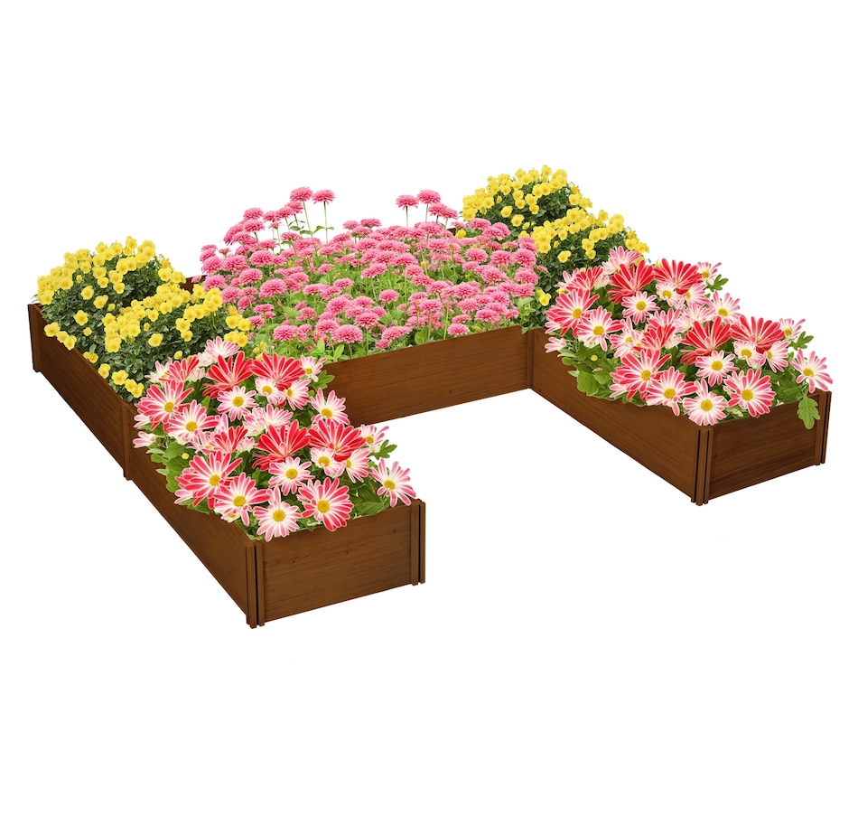 Image 997105.jpg, Product 997-105 / Price $134.99, Outsunny DIY 5-box Raised Garden Bed Outdoor Flower Bed Set, Brown from Outsunny on TSC.ca's Home & Garden department